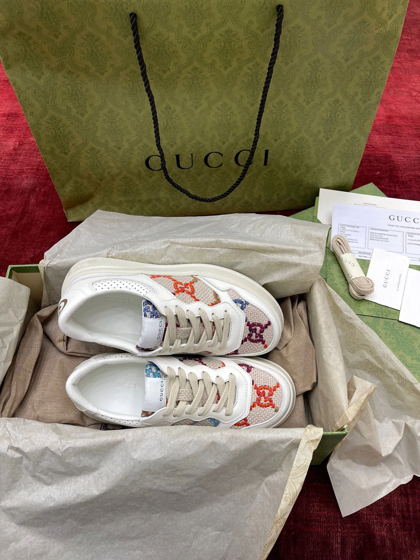 👟👟Ex-factory price 480👟👟 Gucc*i~~New upgraded version, original original color @GG couple's thick-soled shoes...biscuit shoes...white shoes...sneakers...flat shoes...catwalk style: celebrities, Internet celebrities, Xiaohongshu, etc. will definitely plant grass and call❤ Original customized cowhide fabric (classic old floral fabric, perforation, embossing process), the original bottom has a big logo, and there is a GG on the heel Logo, 5cm thick sole, classic Gucci webbing... Women's size 35-40, men's size 39-44